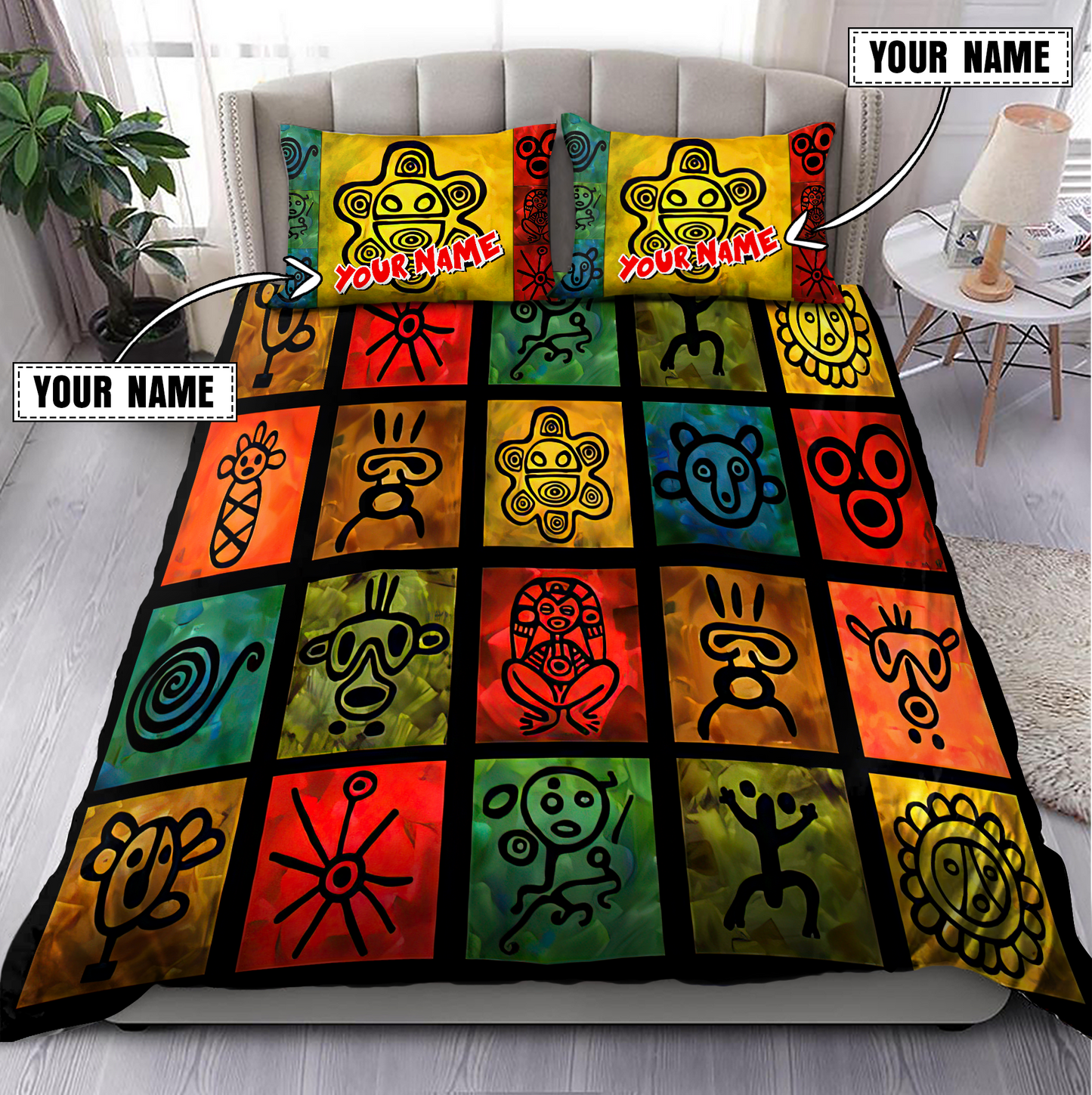 Customize Name Puerto Rico Symbols Bedding Set