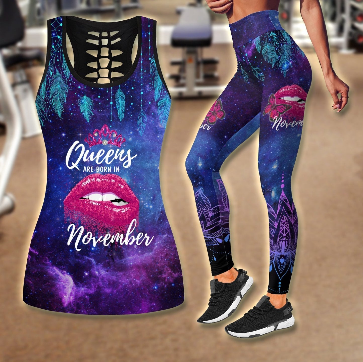 Queens are born in November Galaxy combo legging+tank TR2405211S - Amaze Style™-Apparel