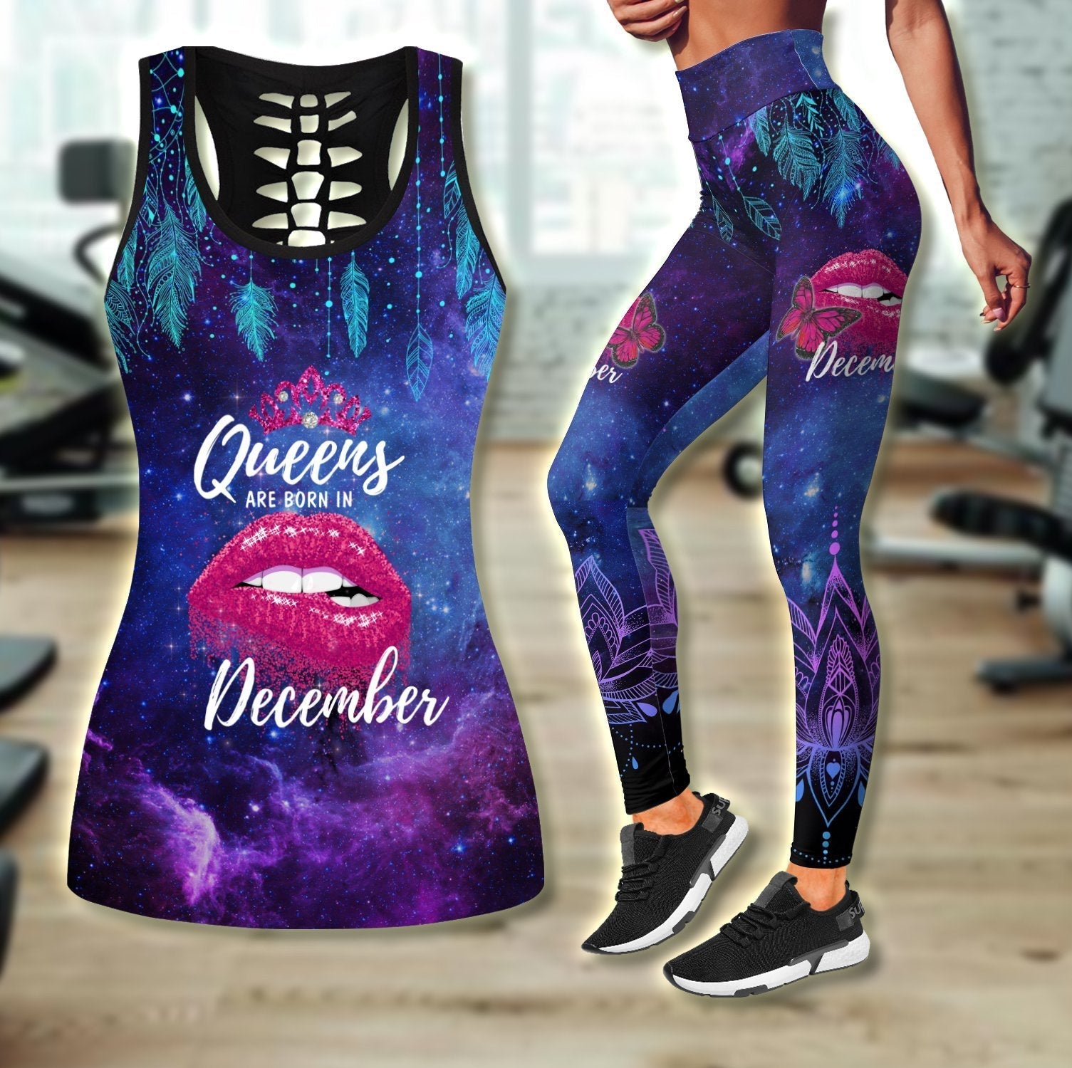 Queens are born in December Galaxy combo legging+tank TR2405212S - Amaze Style™-Apparel