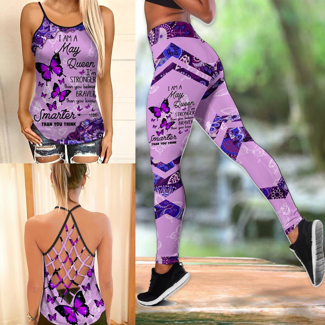 May girl Butterflies Combo Legging Camisole Tank