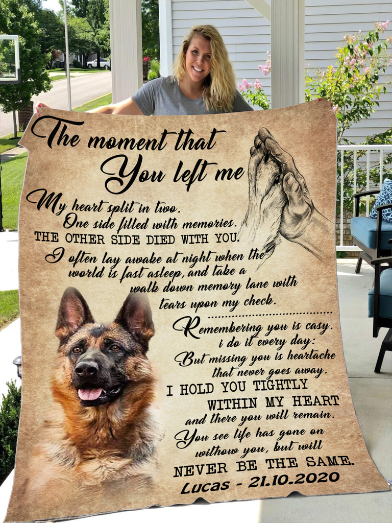 Customized  The Moment That You Left Me My Heart Split In Two Pet Photo Blanket Memorial Gift