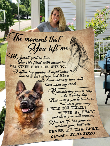 Customized  The Moment That You Left Me My Heart Split In Two Pet Photo Blanket Memorial Gift