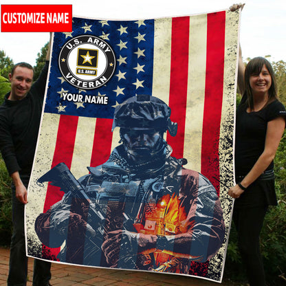 Custom Blanket For United States Army Veteran 3D All Over Printed