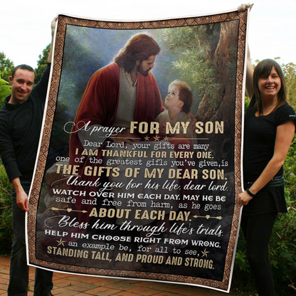 Jesus Prayer for My Son Sherpa Blanket TT