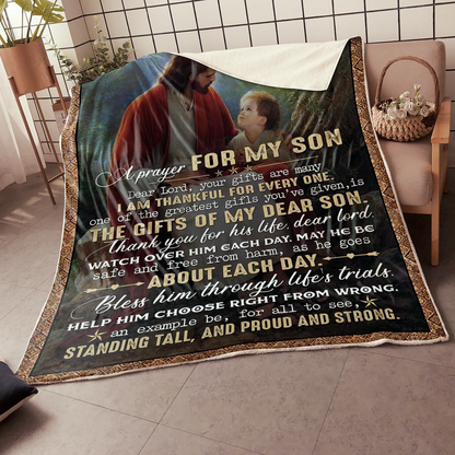 Jesus Prayer for My Son Sherpa Blanket TT