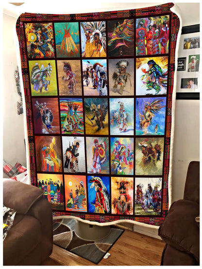 Native American 3D All Over Printed Blanket