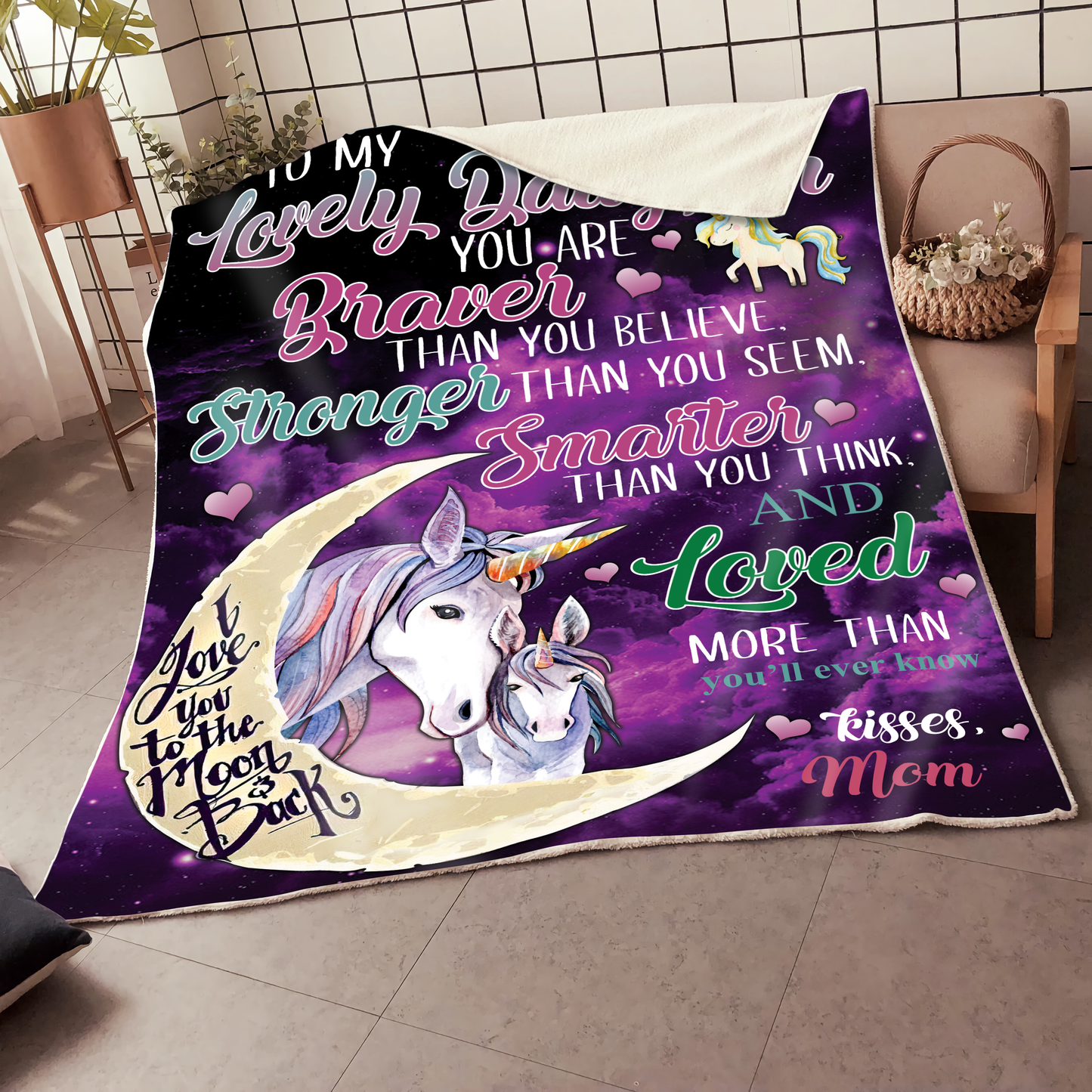 To my Daughter Unicorn Sherpa Blanket Letter - Best Gift for Christmas - Sherpa Blanket DL
