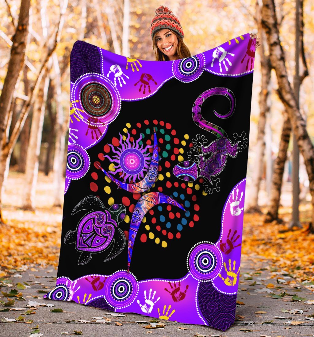 Aboriginal Naidoc Week 2021 Best Purple Turtle Lizard Blanket