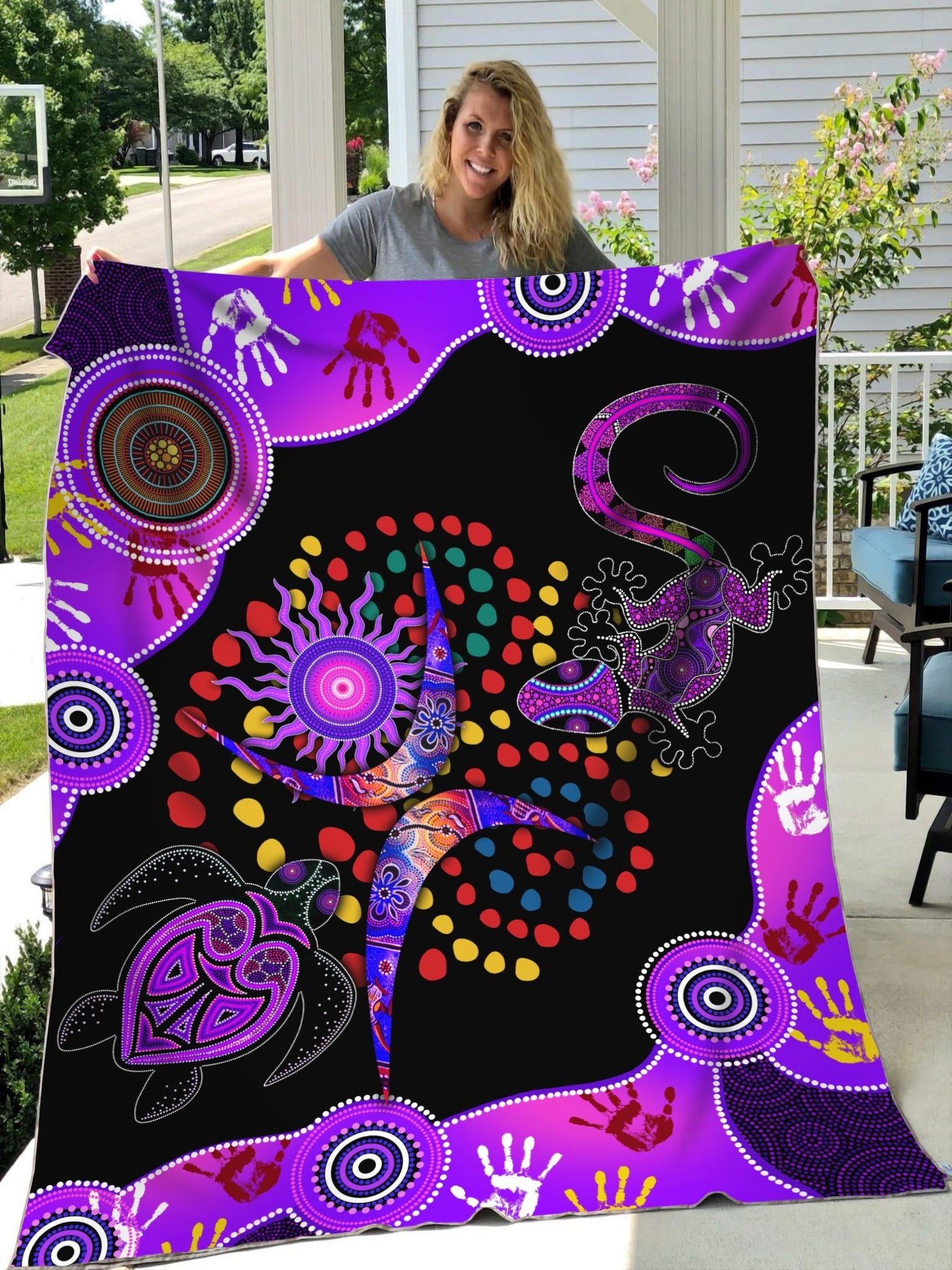 Aboriginal Naidoc Week 2021 Best Purple Turtle Lizard Blanket