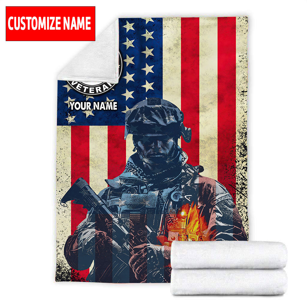 Custom Blanket For United States Army Veteran 3D All Over Printed
