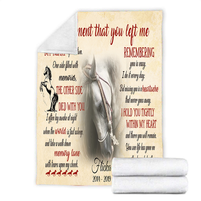 Customzied The Moment That You Left Me My Heart Split In Two Pet Photo Quilt Blanket Memorial Gift