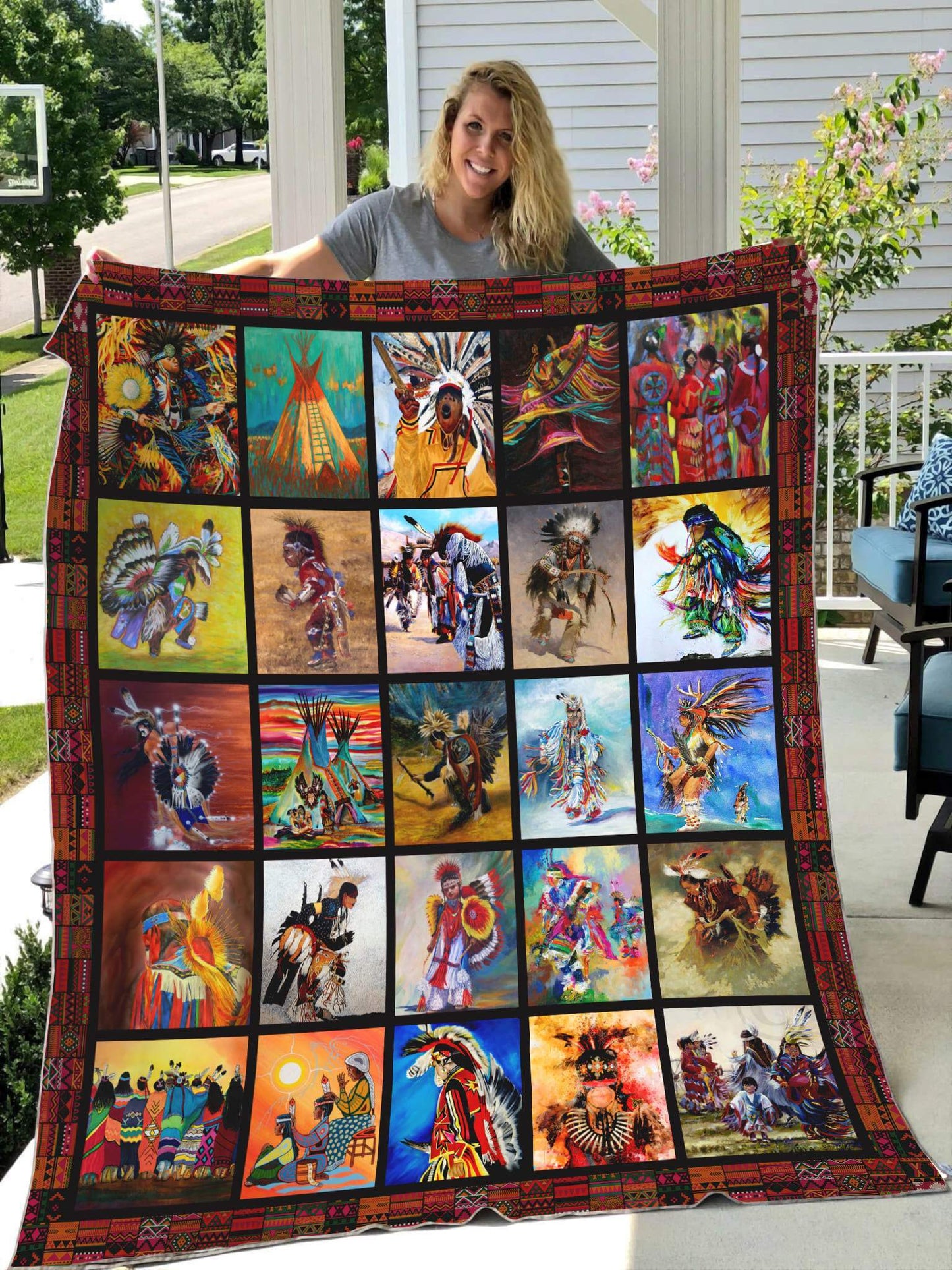 Native American 3D All Over Printed Blanket