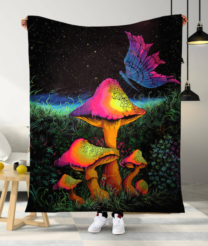 Mushroom 3D All Over Printed Blanket