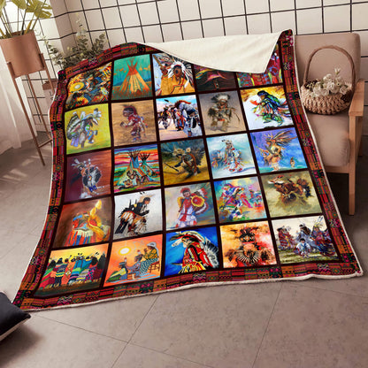 Native American 3D All Over Printed Blanket