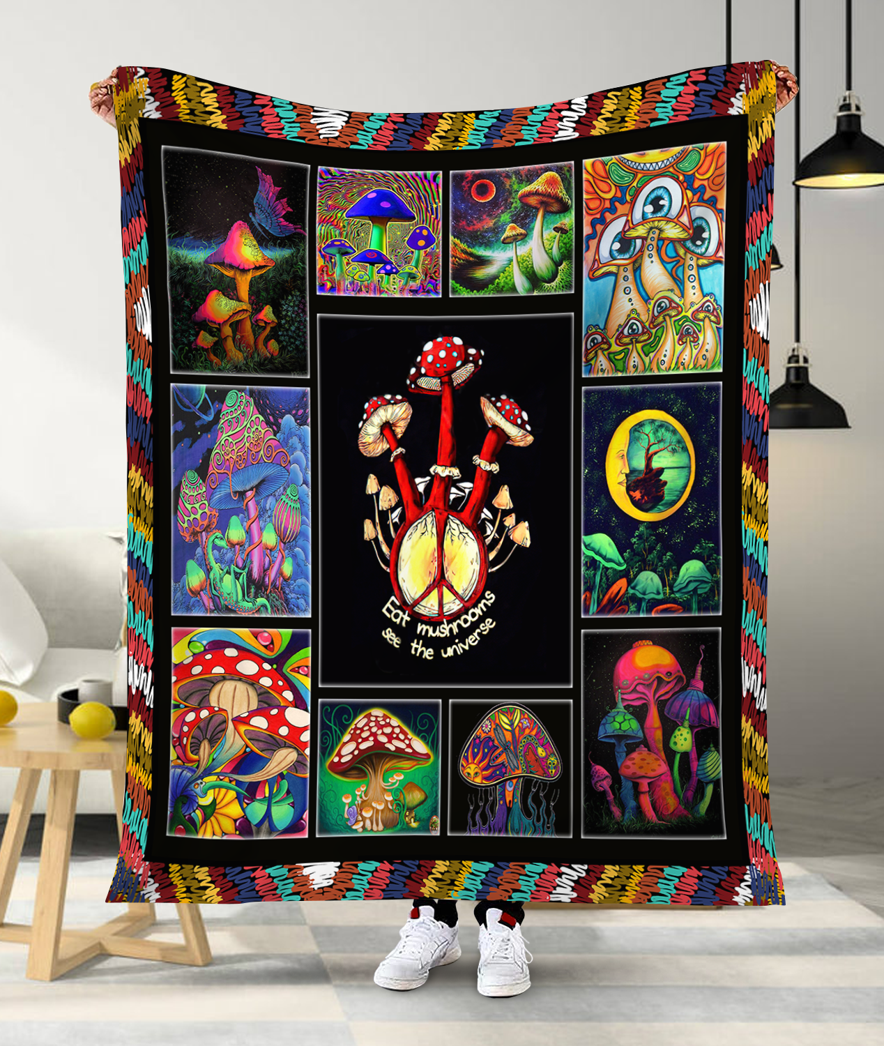Mushroom 3D All Over Printed Blanket