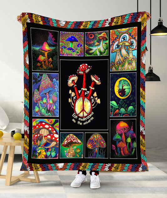 Mushroom 3D All Over Printed Blanket