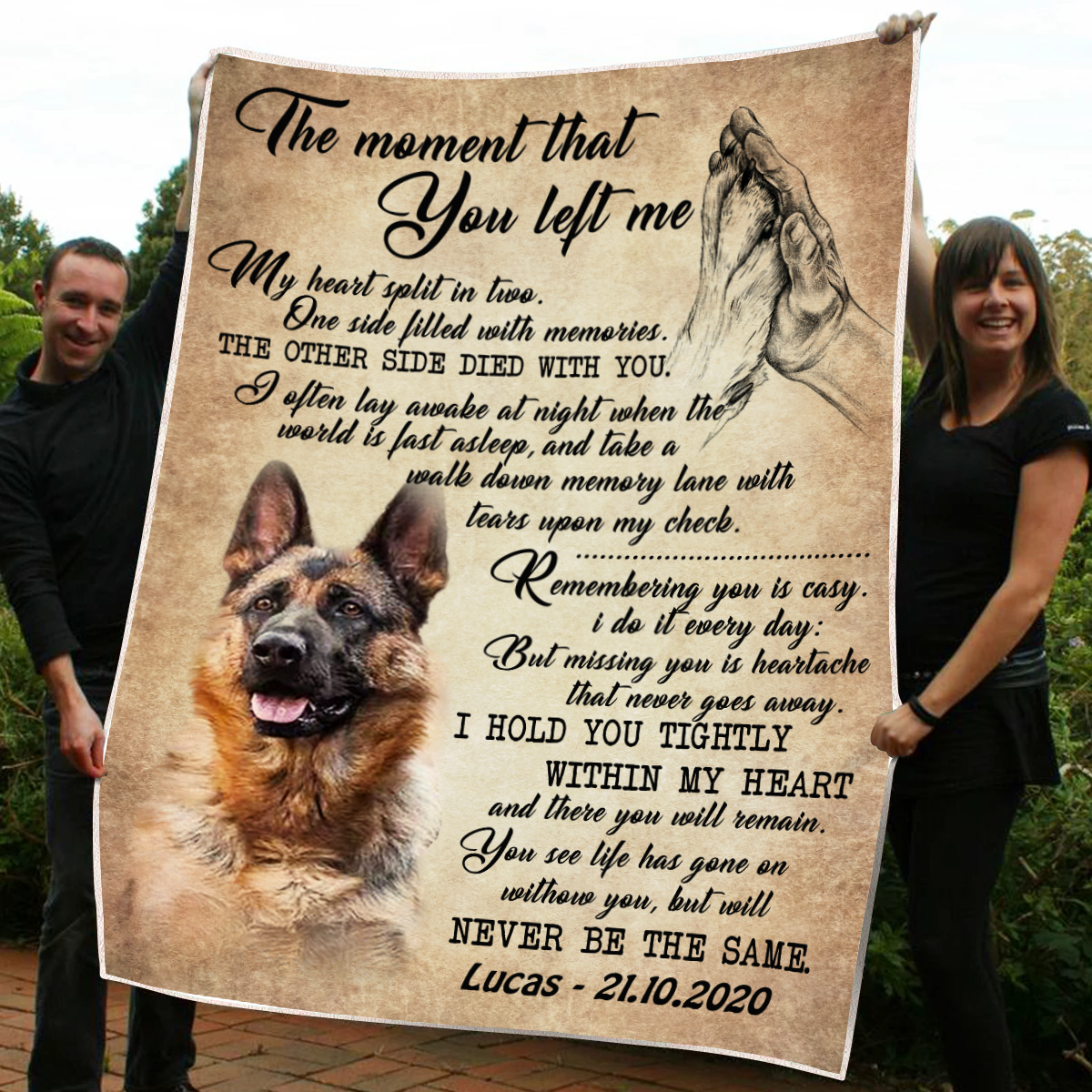 Customized  The Moment That You Left Me My Heart Split In Two Pet Photo Blanket Memorial Gift