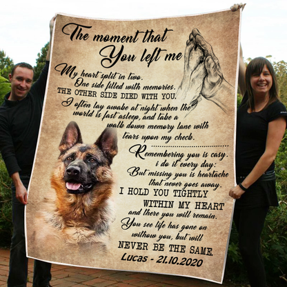 Customized  The Moment That You Left Me My Heart Split In Two Pet Photo Blanket Memorial Gift