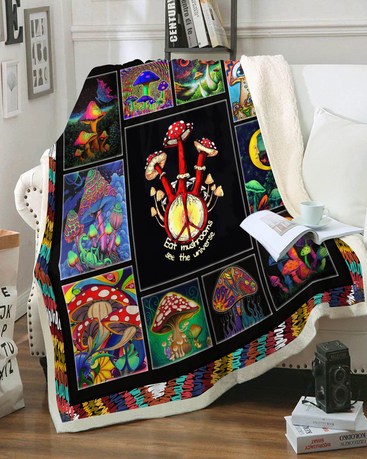 Mushroom 3D All Over Printed Blanket