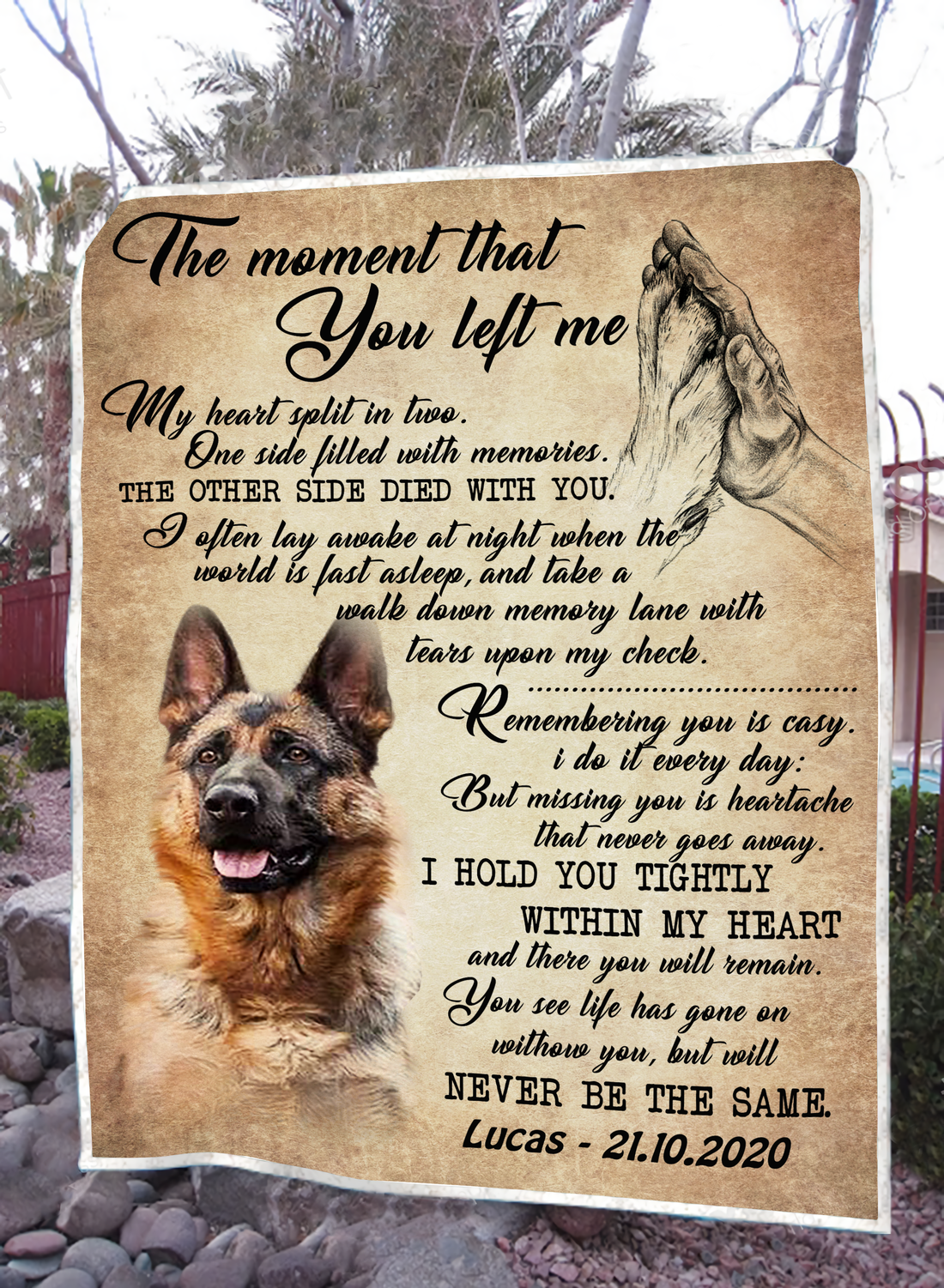 Customized  The Moment That You Left Me My Heart Split In Two Pet Photo Blanket Memorial Gift