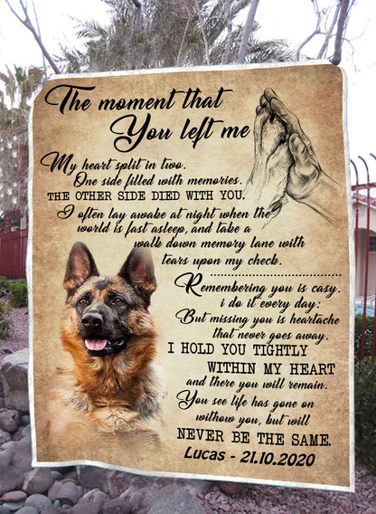 Customized  The Moment That You Left Me My Heart Split In Two Pet Photo Blanket Memorial Gift