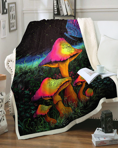 Mushroom 3D All Over Printed Blanket