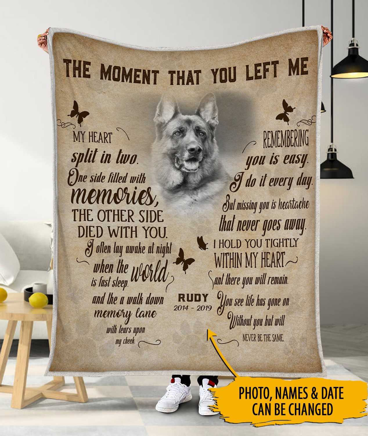 The Moment That You Left Me My Heart Split In Two Customized Pet Photo Blanket Memorial Gift