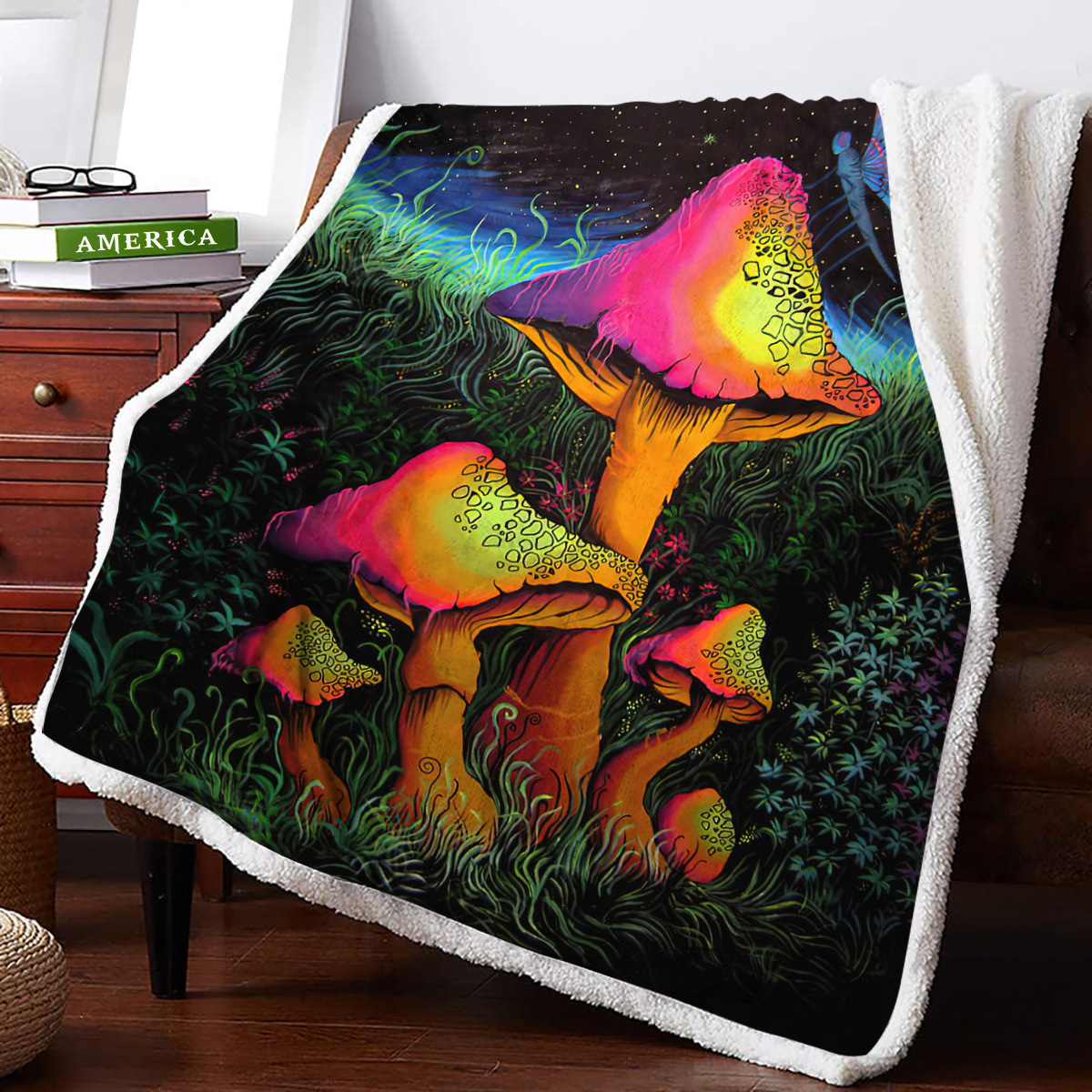 Mushroom 3D All Over Printed Blanket