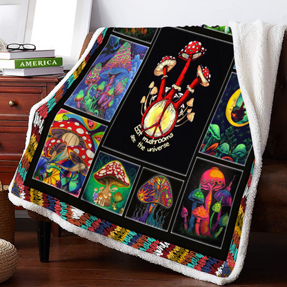Mushroom 3D All Over Printed Blanket