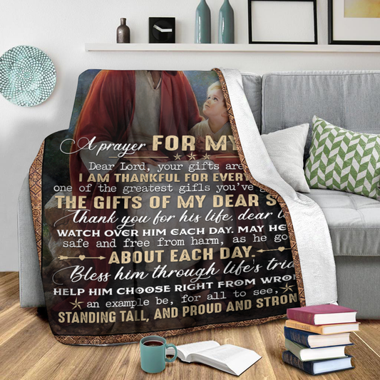 Jesus Prayer for My Son Sherpa Blanket TT