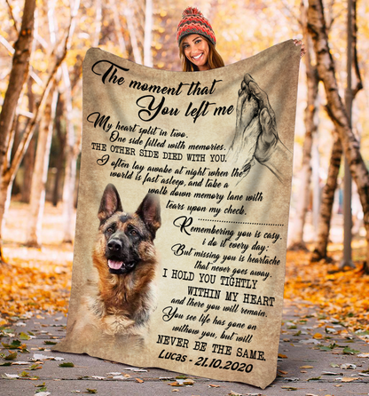 Customized  The Moment That You Left Me My Heart Split In Two Pet Photo Blanket Memorial Gift