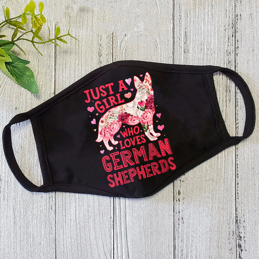 German Shepherd Dog Mom Pink Flower Face Mask DL
