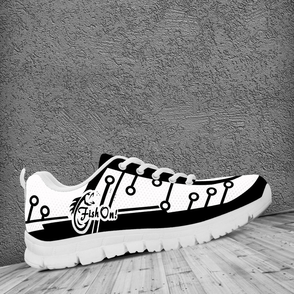 Fish on Black white fishing shoes Low Top Sneaker Shoes