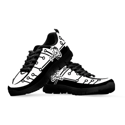 Fish on Black white fishing shoes Low Top Sneaker Shoes