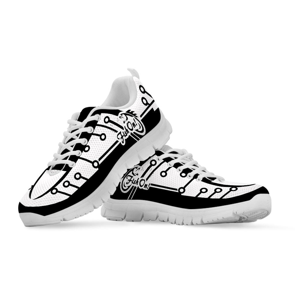 Fish on Black white fishing shoes Low Top Sneaker Shoes