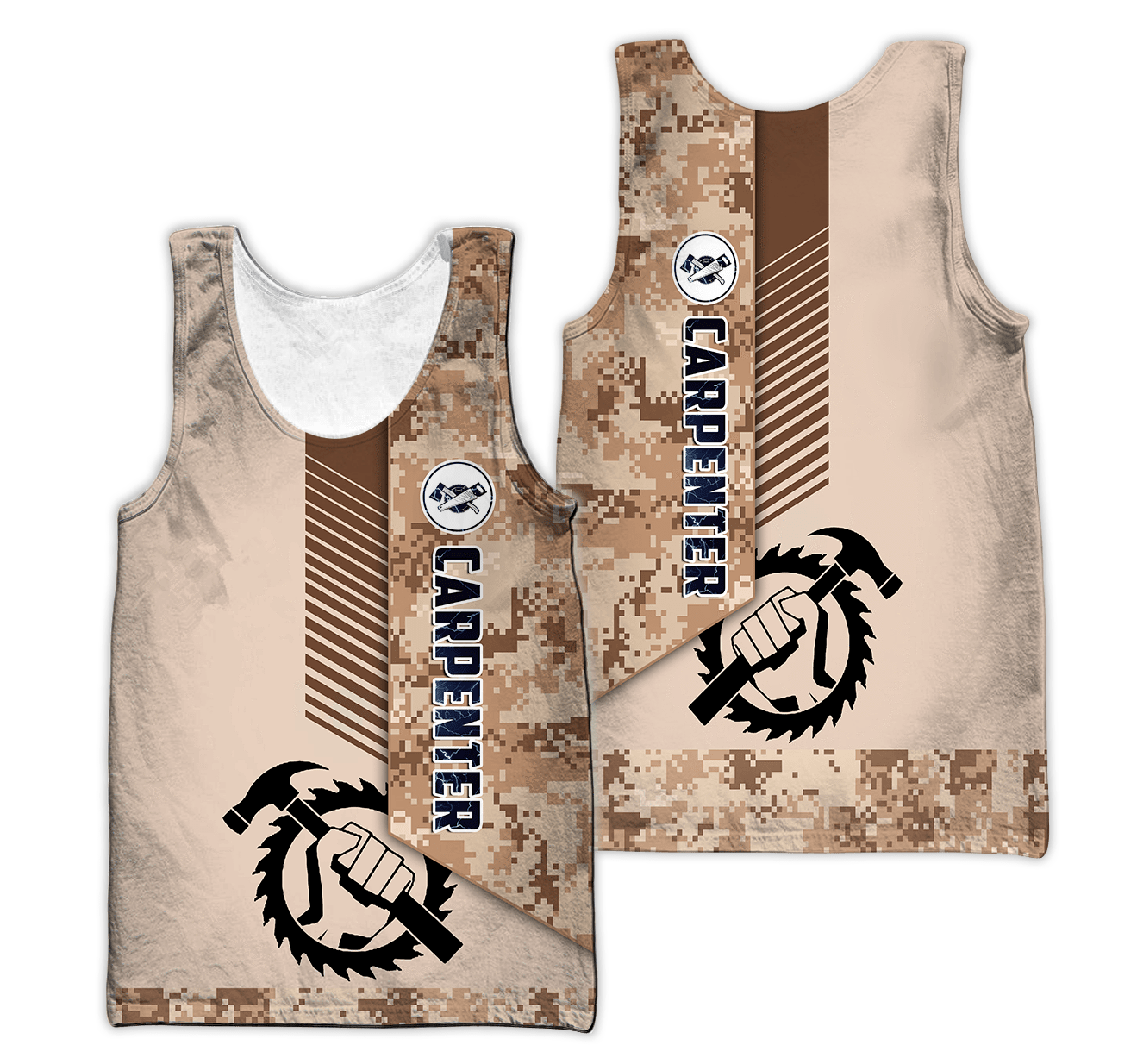 Personalized Name Carpenter 3D All Over Printed Unisex Shirts Brown Camo