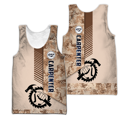 Personalized Name Carpenter 3D All Over Printed Unisex Shirts Brown Camo