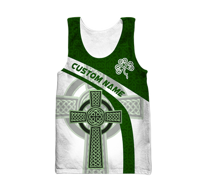 Custom name Irish Celtic Knot Cross 3D Design print shirts