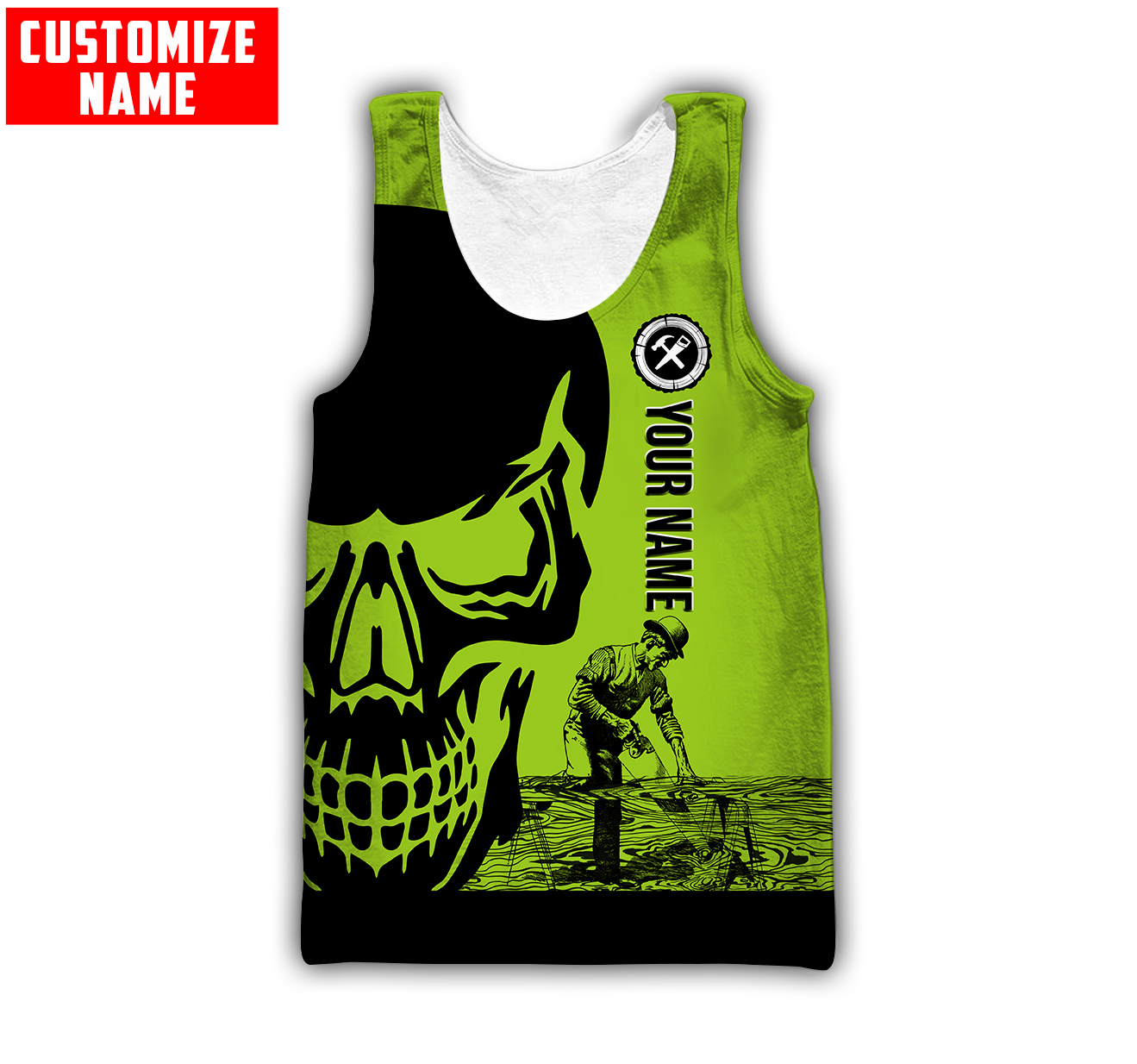 Personalized Name Carpenter 3D All Over Printed Unisex Shirts Green Neon