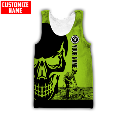 Personalized Name Carpenter 3D All Over Printed Unisex Shirts Green Neon