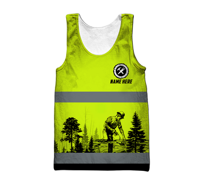 Personalized Name Carpenter 3D All Over Printed Unisex Shirts Green Safety