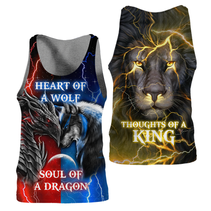 The Power Of Three Souls Dragon Wolf Lion 3D All Over Printed Unisex Shirts
