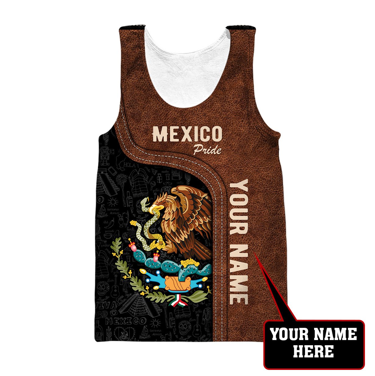 Personalized Name Mexico Pride 3D All Over Printed Unisex Hoodie