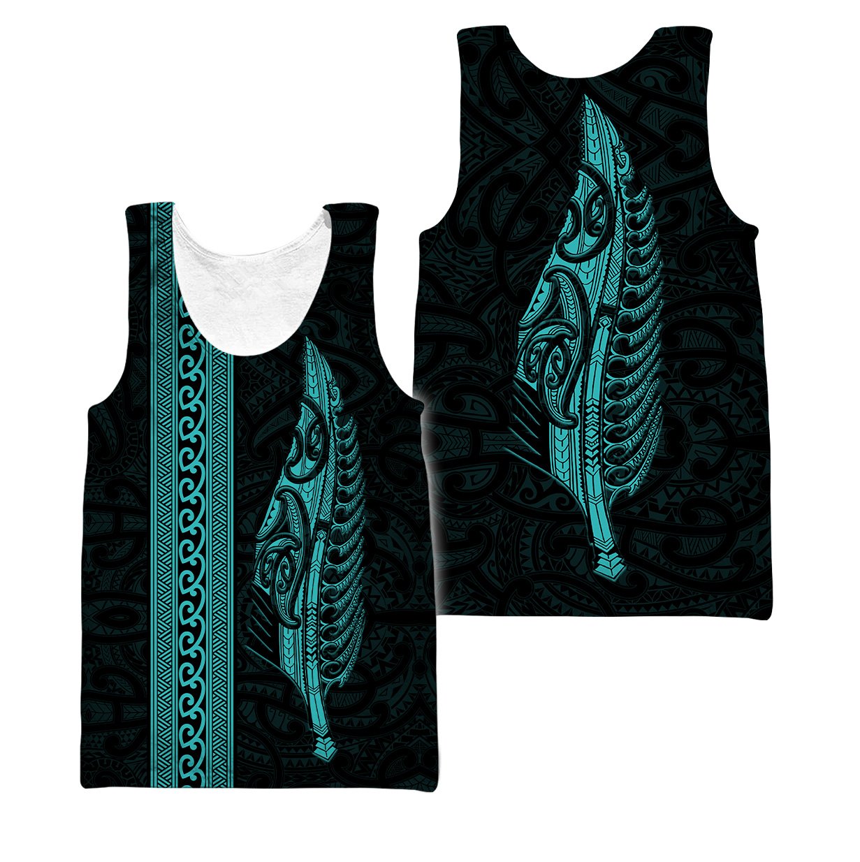 Maori Silver Fern Turquoise 3D Printed Unisex Shirts
