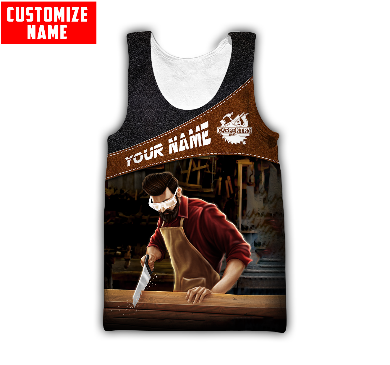 Personalized Name Carpenter 3D All Over Printed Unisex Shirts Leather Texture Ver2