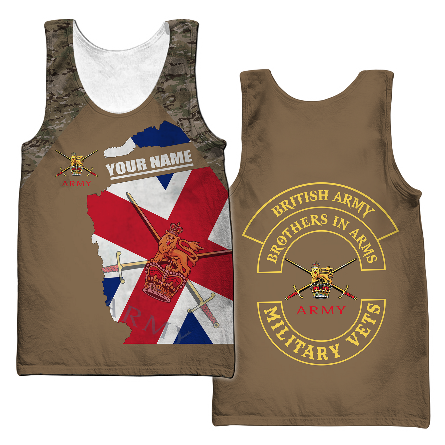 Custom name British Army Brothers in arms UK Veteran 3D print shirts