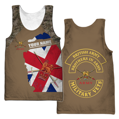 Custom name British Army Brothers in arms UK Veteran 3D print shirts