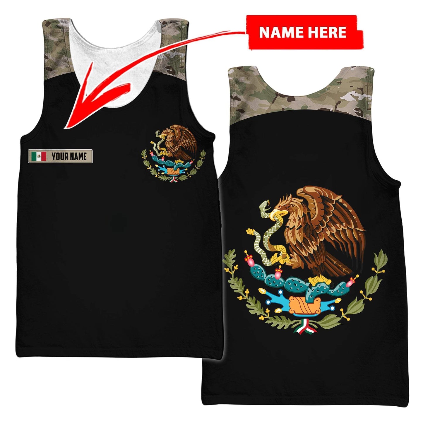 Mexico Coat Of Arms no02 Personalized Name 3D Unisex Shirts