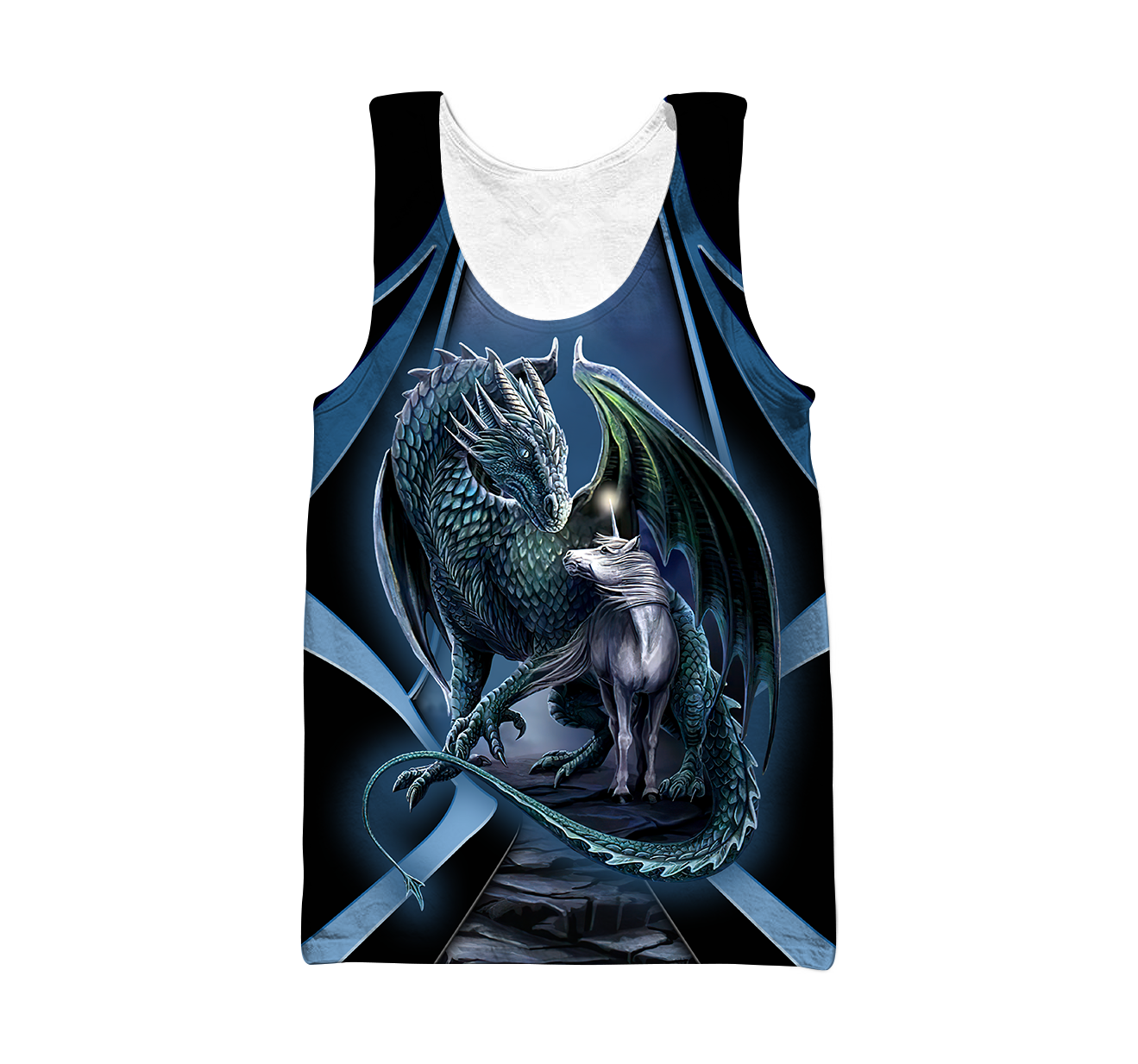Premium All Over Printed Blue Dragon And Horse Shirts MEI