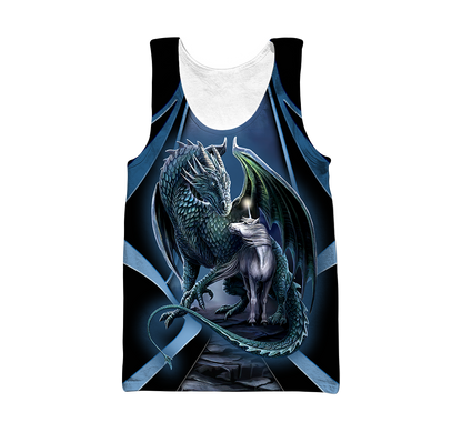 Premium All Over Printed Blue Dragon And Horse Shirts MEI